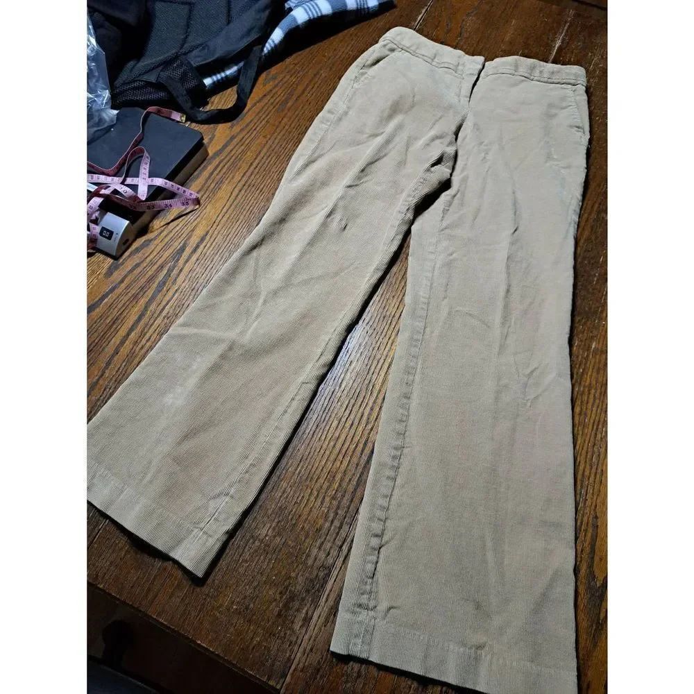 Size 4 Talbots Stretch Tan Khaki Corduroy Boot Cut Pants with Pockets